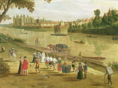 The Thames at Richmond, with the Old Royal Palace (detail) by Flemish School